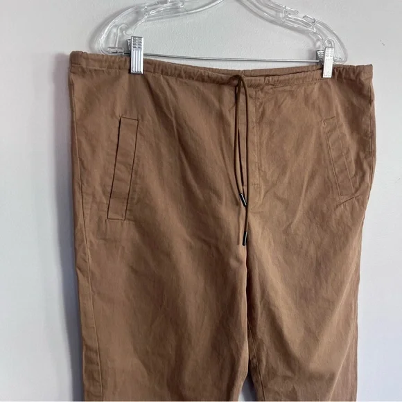 Roucha Palsa Wide Leg Cropped Trouser Pants in Tan Sz C / L